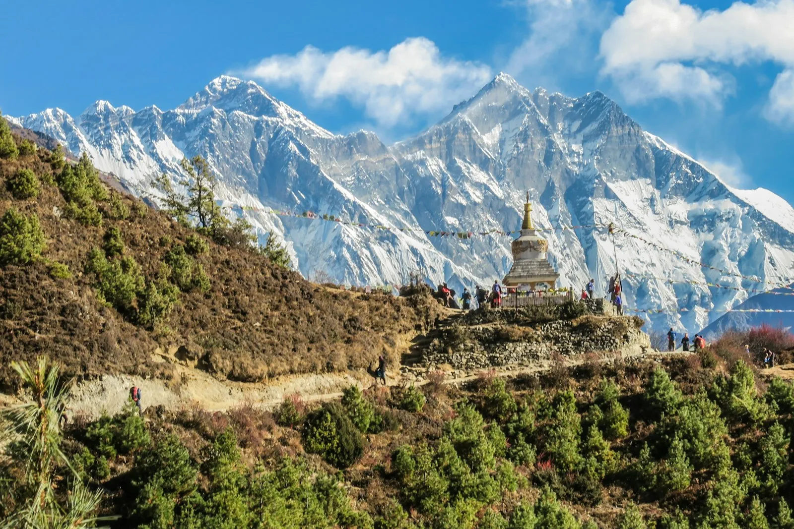 Himalayan shrine below snow peaks